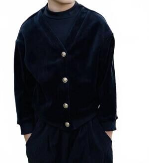 NEW MINI NOD boys velour sweater in black